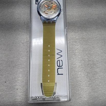 Swatch Automatic Blue Matic Watch Men 36mm Skeleton Dial Blue Case SAN100 NOS7