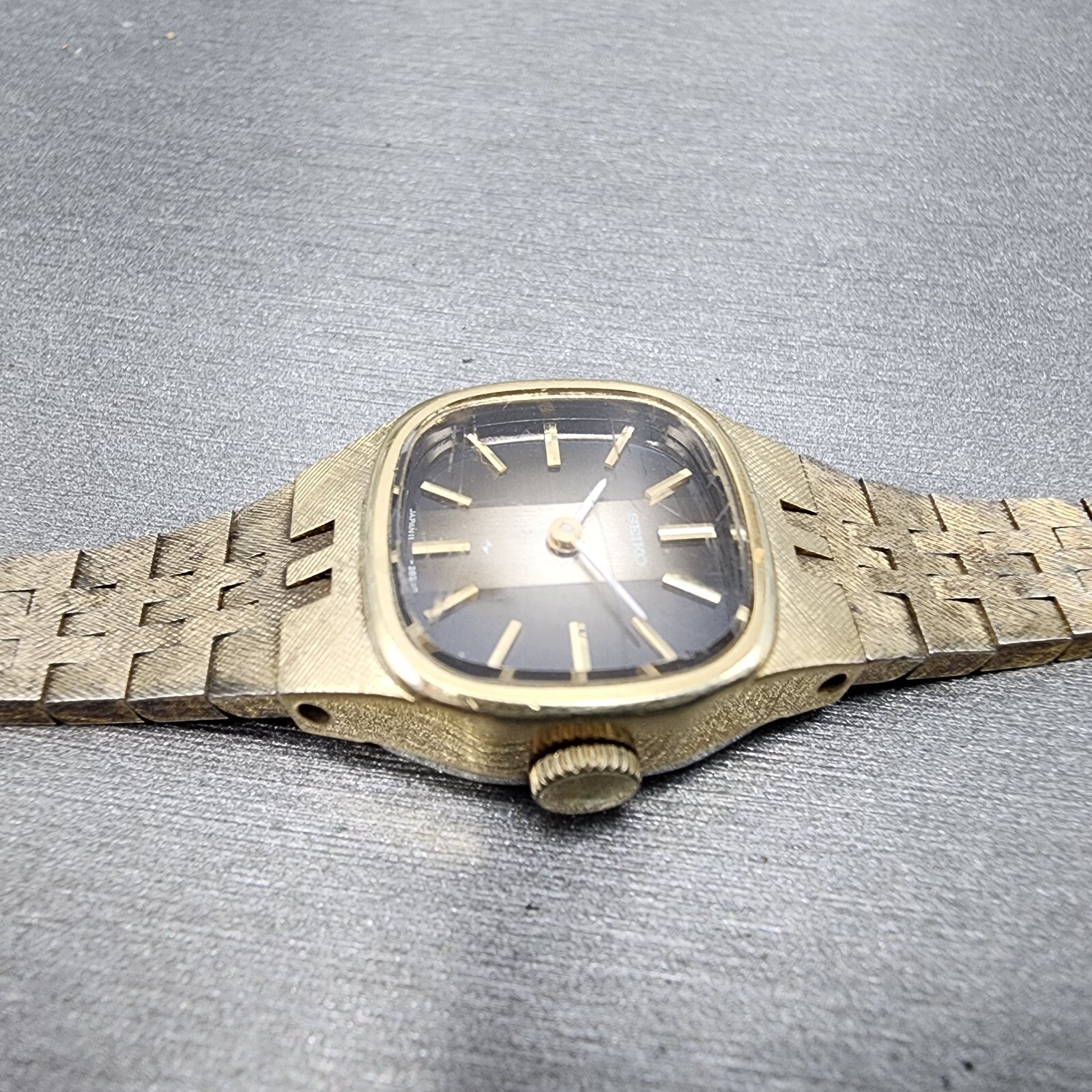 VTG Seiko Watch Women 19mm Brown Dial Gold Tone Rectangle READ!!!!!! Manual3