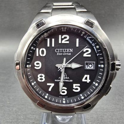 Citizen Attesa Watch Men 39mm Black Dial Titanium Date Atomic Solar H410 PARTS0