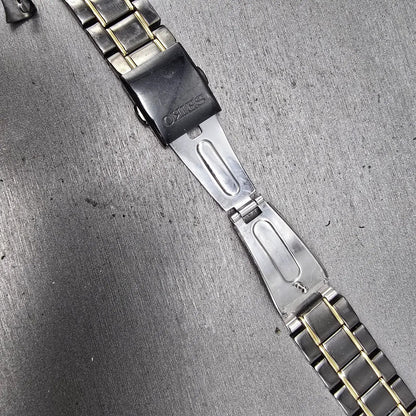 Seiko Bracelet 20mm Black & Gold Tone For 6A32-00B0 Tri Folding 3363 GI Steel13