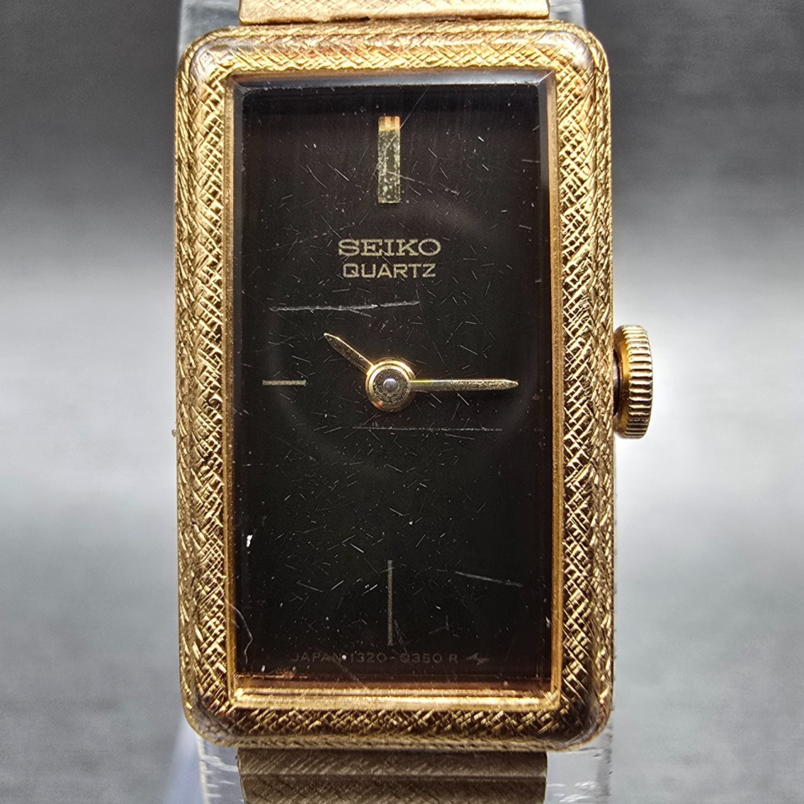 Seiko Watch Women 13mm Brown Dial Gold Tone Rectangle 1320-5299 New Battery1