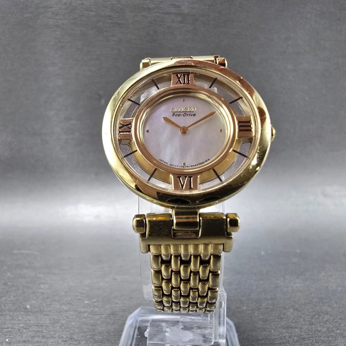 Citizen Eco-Drive Stiletto Watch Women 28mm MOP Dial Gold Round EG3082-50D Runs5