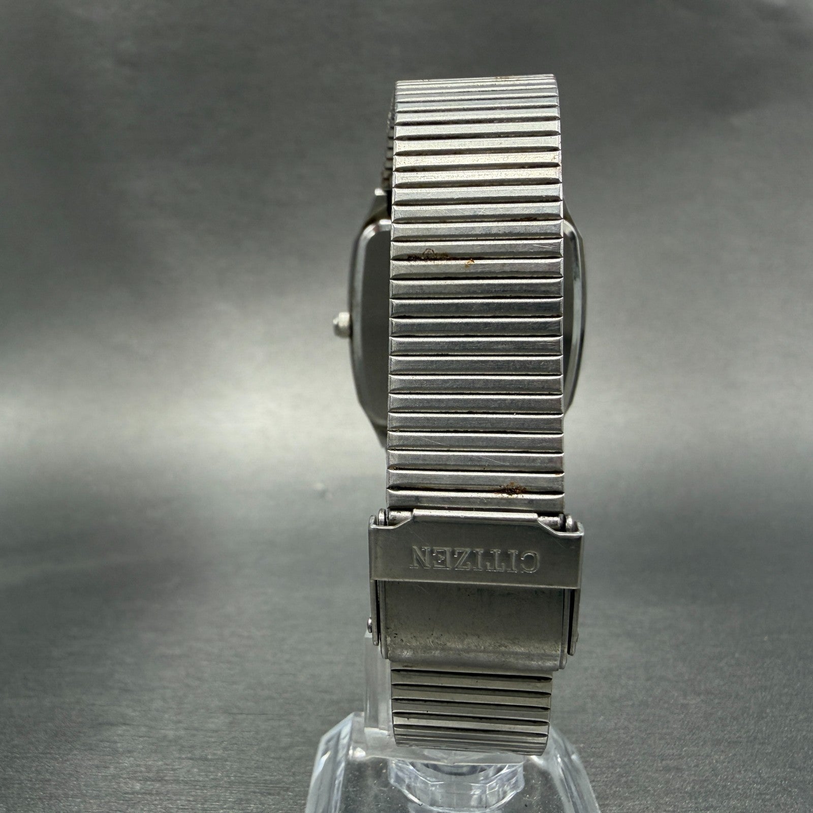 Citizen CQ Watch Men 32mm Silver Dial Silver Tone Daydate Rectangle New Battery7