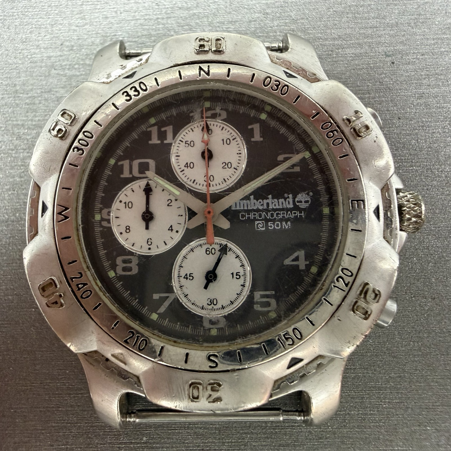 Timberland Chronograph Watch Men 41mm Gray Dial Silver Tone Round New Battery1