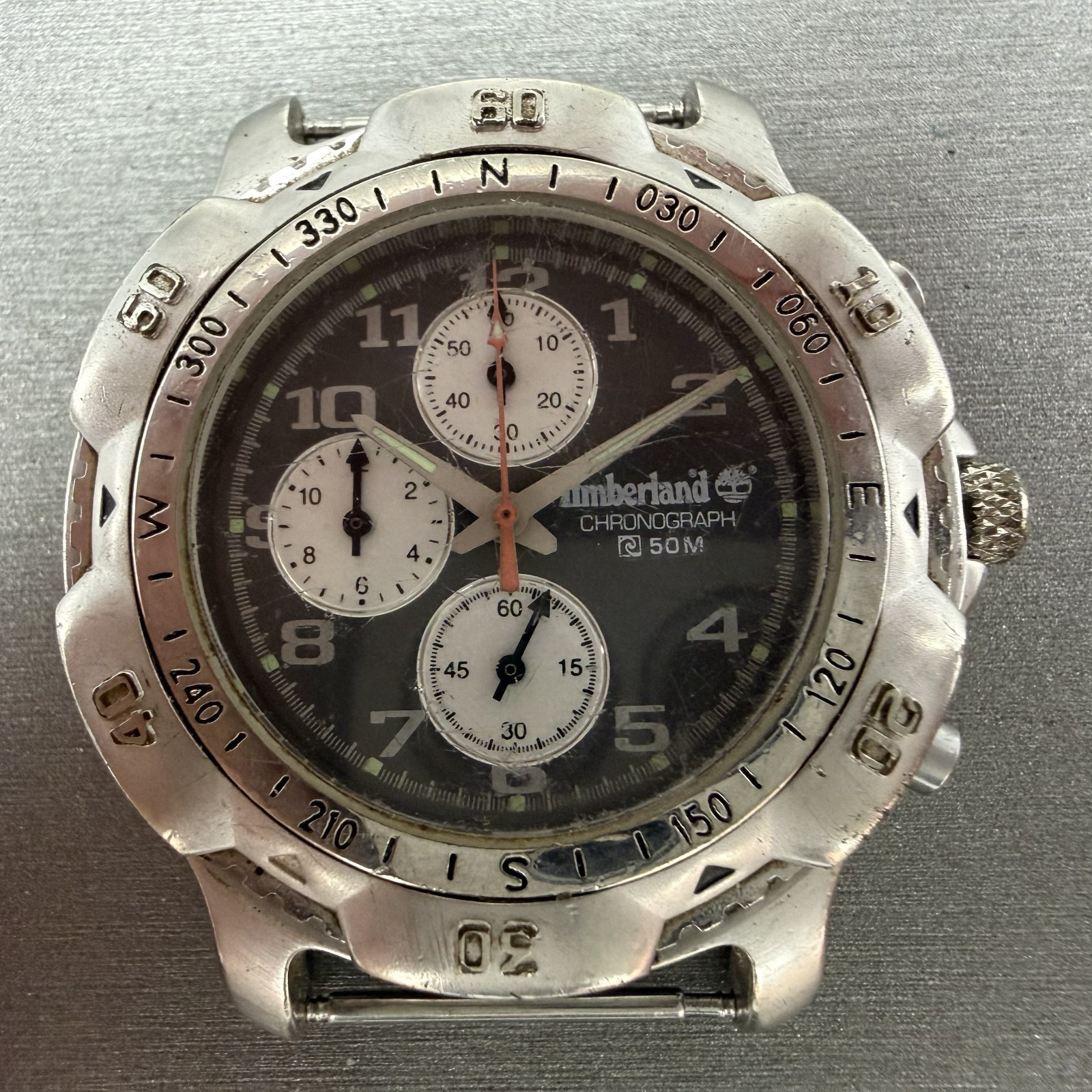 Timberland Chronograph Watch Men 41mm Gray Dial Silver Tone Round New Battery1