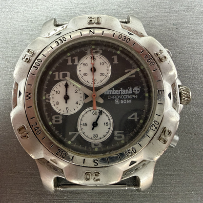 Timberland Chronograph Watch Men 41mm Gray Dial Silver Tone Round New Battery1