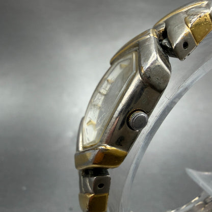 Seiko Watch Women 16mm White Dial Two Tone Hexagon 1N00-6R90 New Battery Vintage2