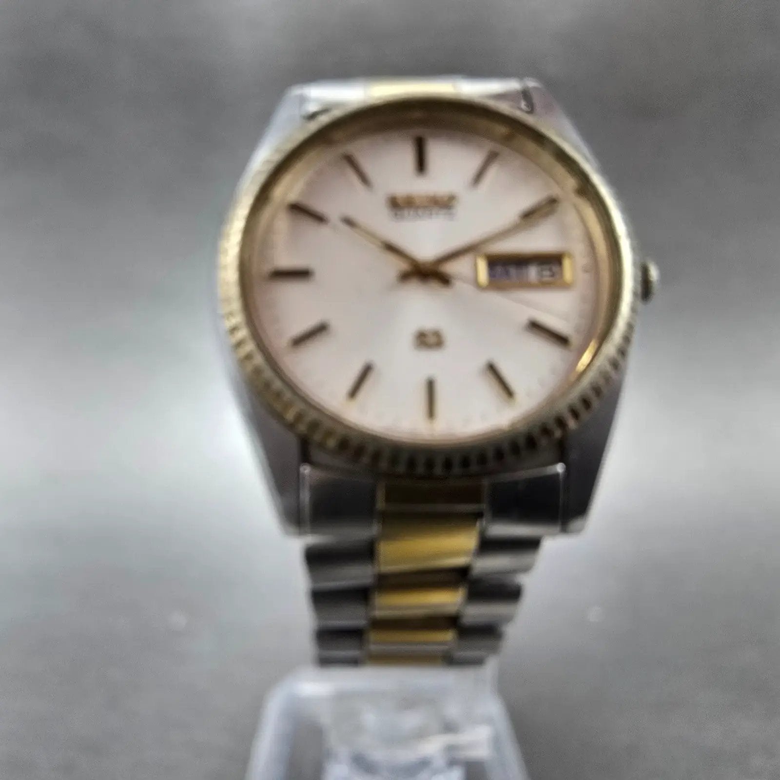 Seiko President Watch Men 36mm Gold Dial Two Tone Daydate 6923-8080 New Battery6
