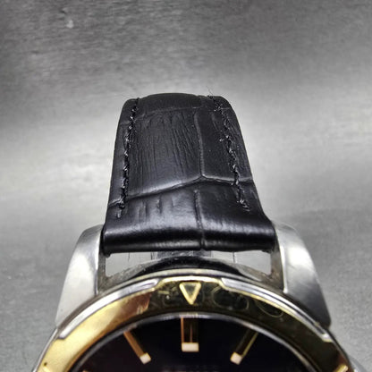 Seiko Solar Watch Men 39mm Blue Dial Two Tone Daydate Round V158-0AD0 Runs4