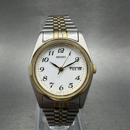 Seiko Watch Women 24mm White Dial Two Tone Daydate Round 7N83-0011 New Battery0