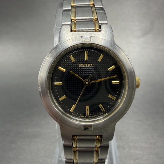 Seiko Watch Women 24mm Black Dial Two Tone Round 7N01-0BA0 New Battery Vintage0