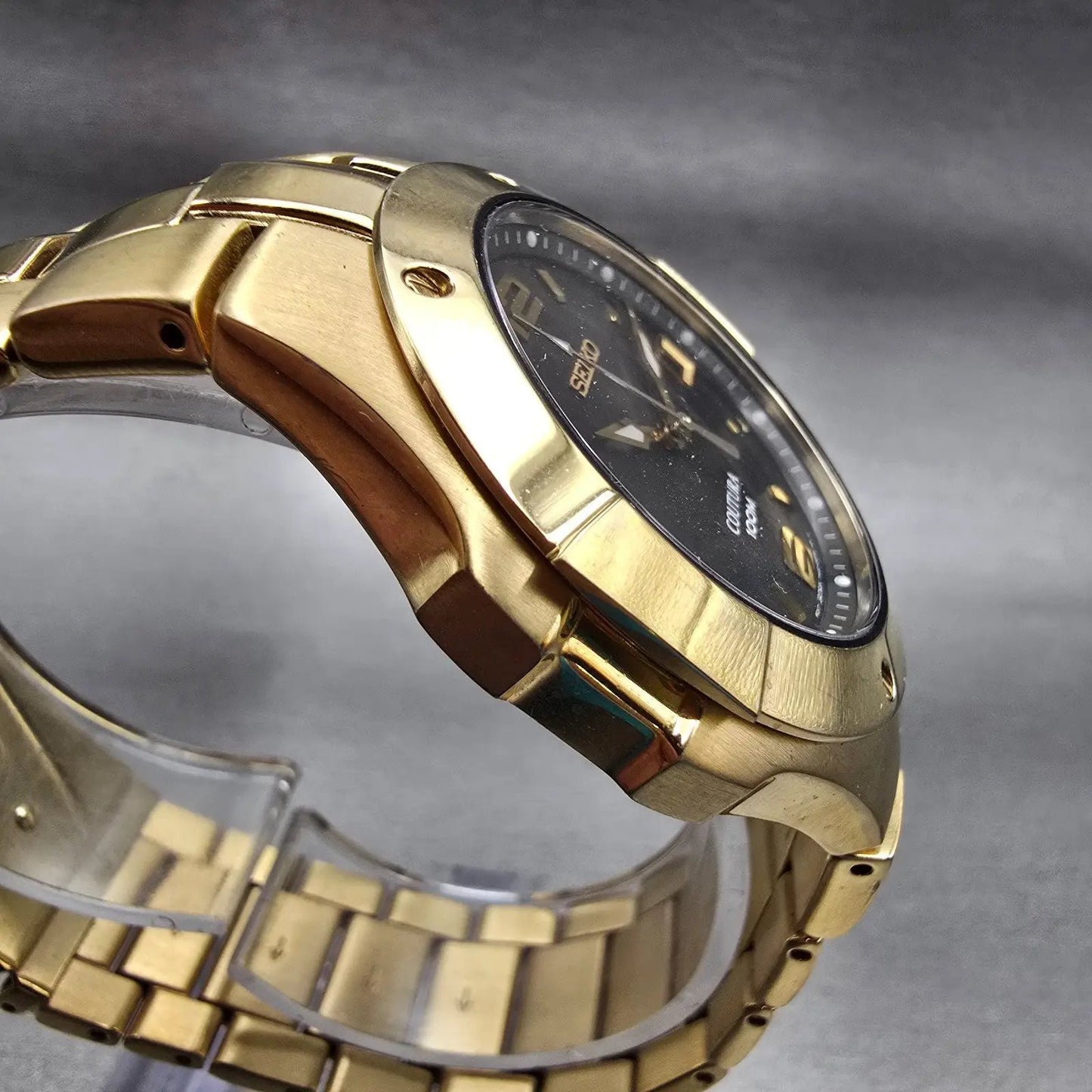 Seiko Coutura Watch Men 38mm Brown Dial Gold Tone Date Round 7N42-0CH0 New Batt3