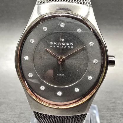 Skagen Watch Women 25mm Gray Dial Silver Tone Oval 693XSMM New Battery1