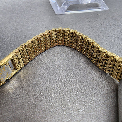 Seiko Tank Watch Women 12mm Champagne Dial Gold Tone 2e20-5070 New Battery