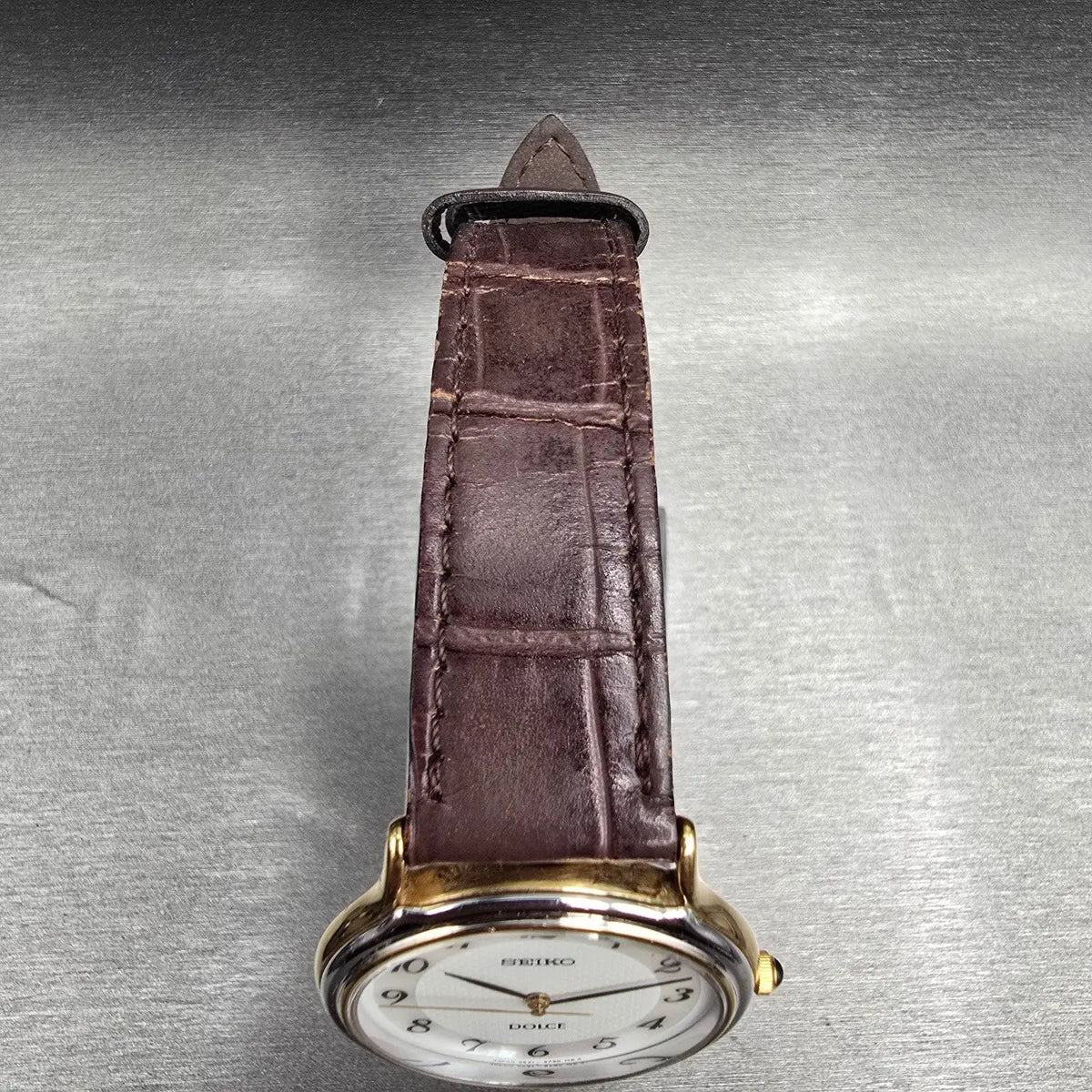 Seiko Dolce Watch Men 33mm MOP Dial Two Tone Round 5E31-6D60 New Battery4