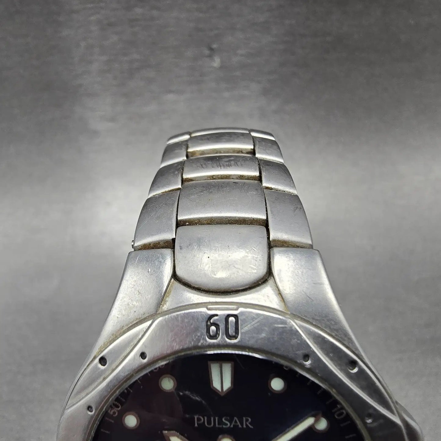 Pulsar Dive Watch Men 36mm Blue Dial Silver Tone Date Round V732-X206 PARTS6