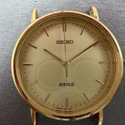 Seiko Avenue Watch Men 32mm Champagne Dial Gold Tone Round 7N01-6D30 PARTS Runs2