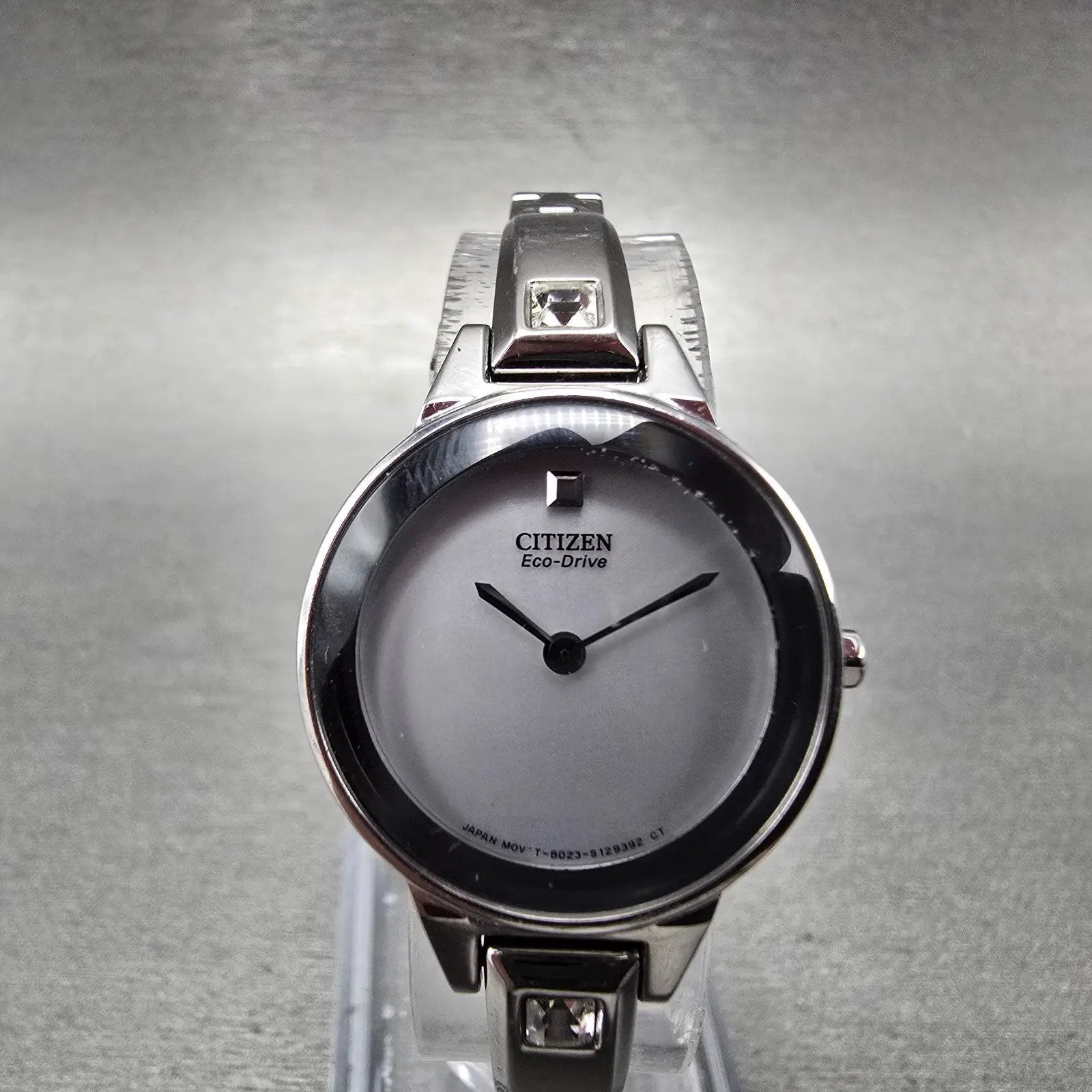 Citizen Eco-Drive Watch Women 23mm White Dial Silver Round B023-S089824 Runs0