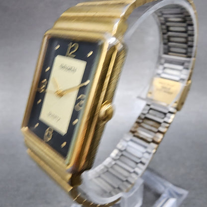Gruen Tank Watch Women 27mm Gold Dial Gold Tone Rectangle New Battery2
