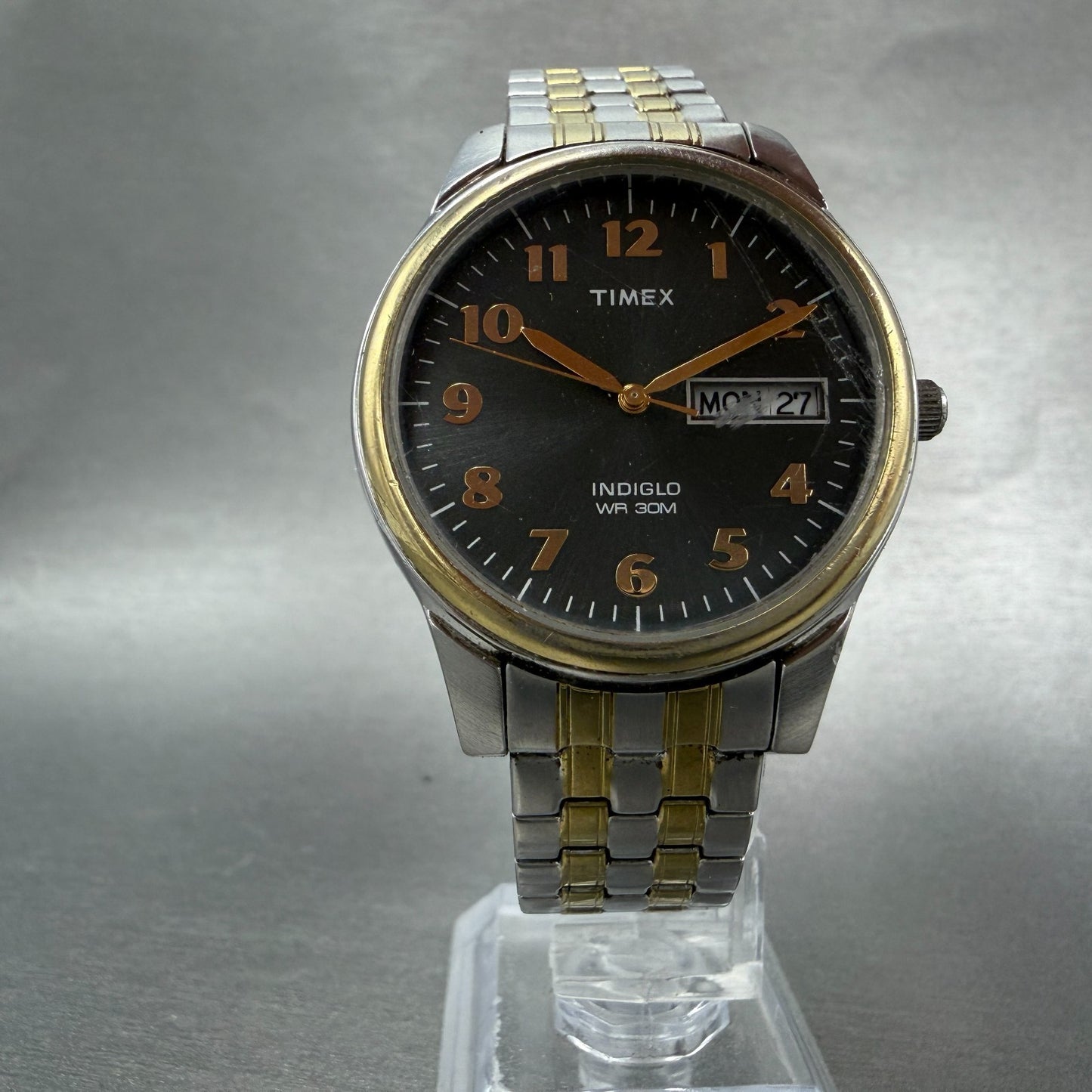 Timex Easy Reader Watch Men 36mm Gray Dial Two Tone Date Round new Battery T73A5