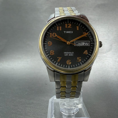 Timex Easy Reader Watch Men 36mm Gray Dial Two Tone Date Round new Battery T73A5