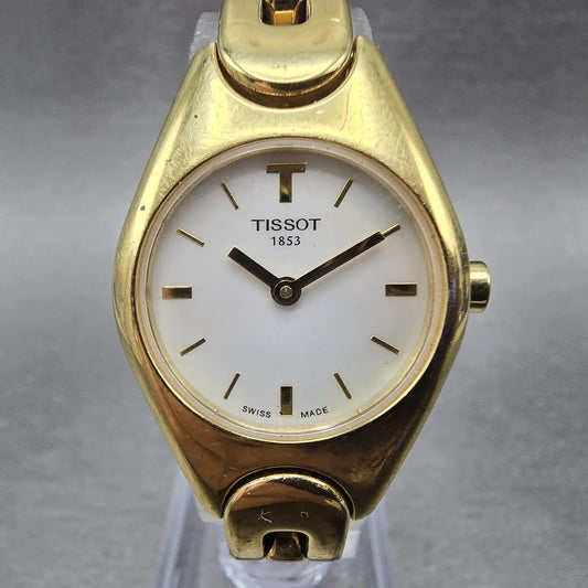 Tissot T-Trend Watch Women 23mm MOP Dial Gold Tone Round New Battery G349 VTG0