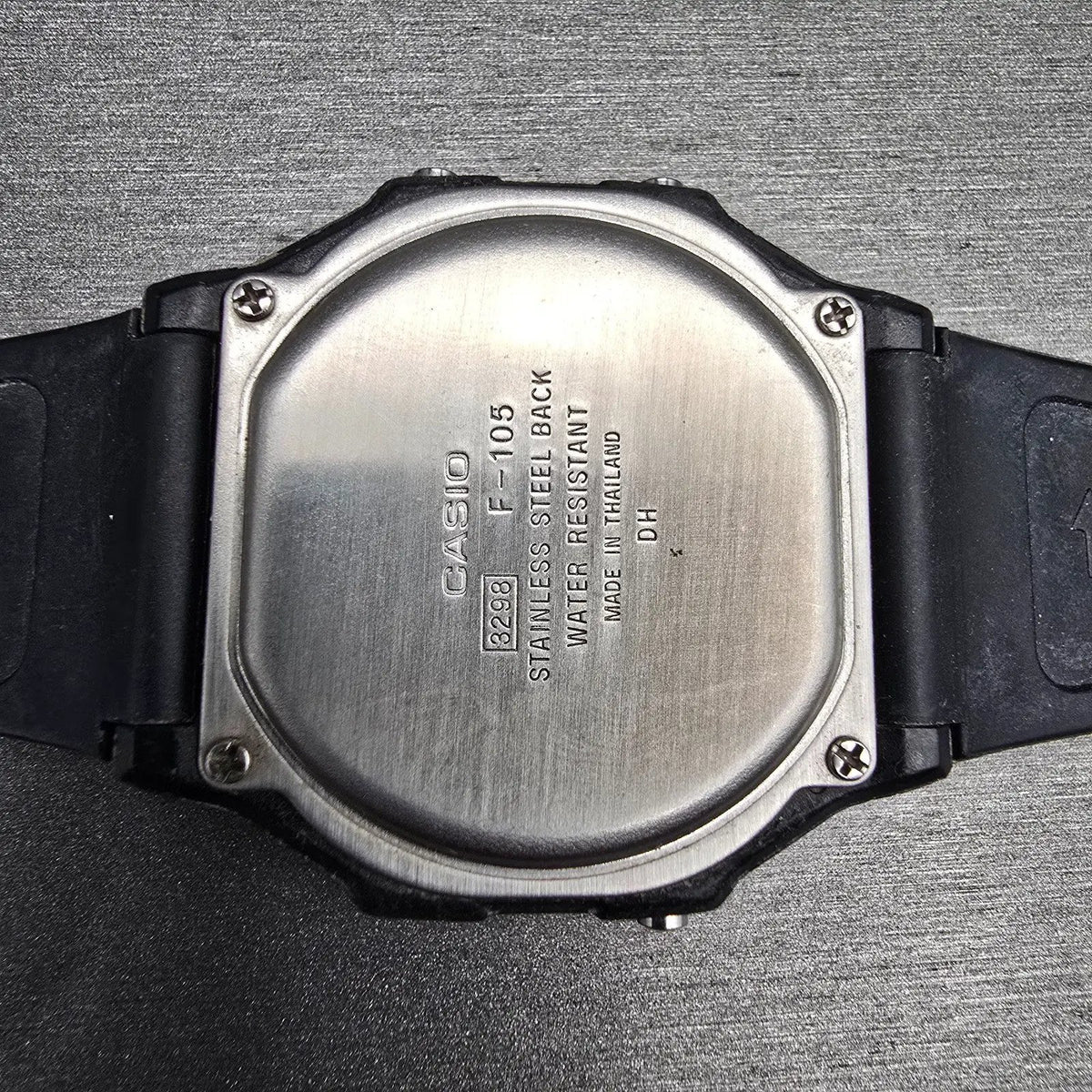 Casio Illuminator F-105 Watch Men 35mm Black Blue Chrono Alarm New Battery JP3410