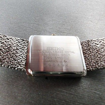 Seiko Exceline Tank Watch Women 18mm Silver Dial Two Tone 73206450 New Battery9