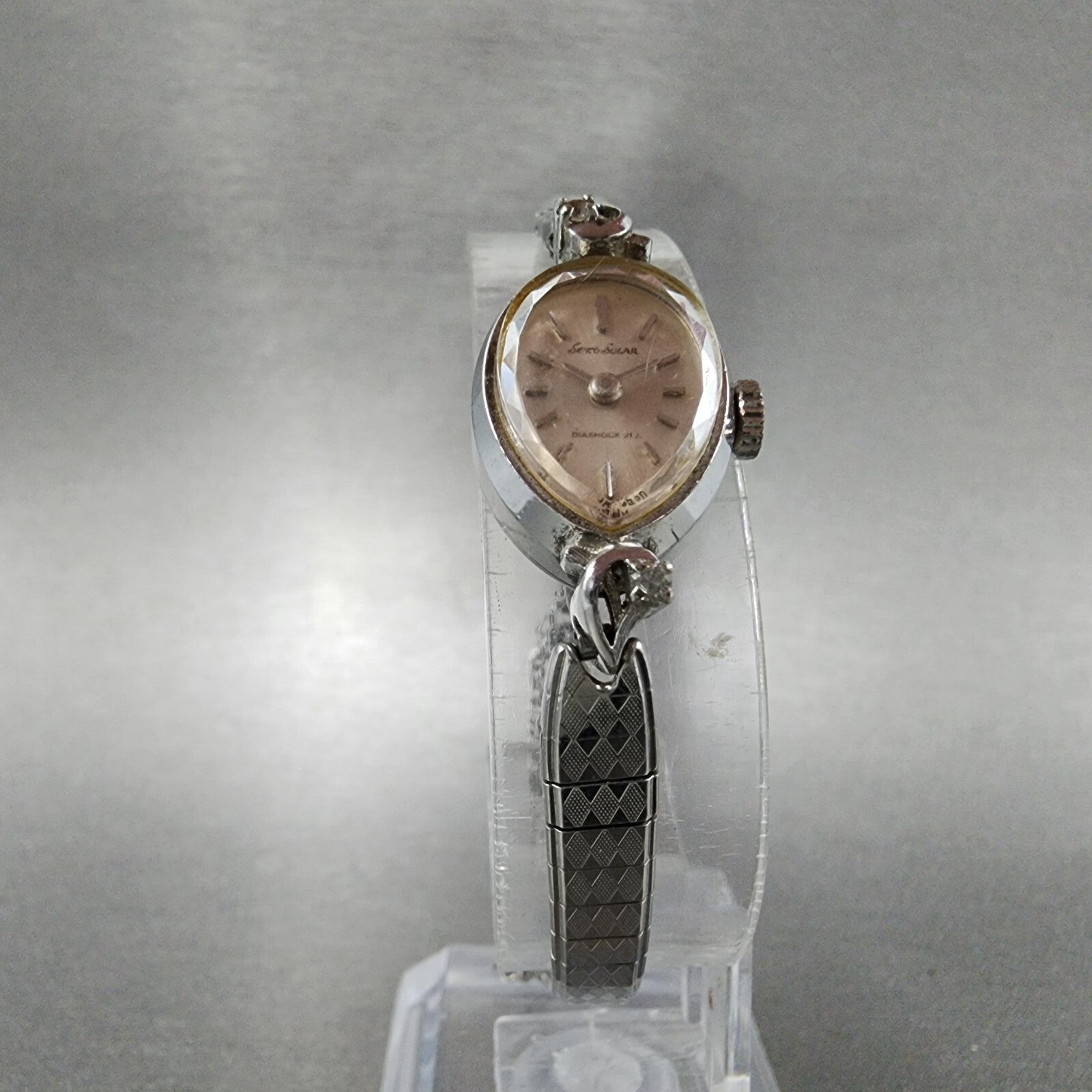 Seiko Solar Watch Women 13mm Silver Dial Silver Tone Manual 107980 Runs5