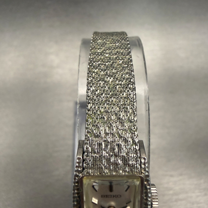 Seiko Watch Women 15mm Silver Dial Silver Tone Rectangle 10-3580 Works4