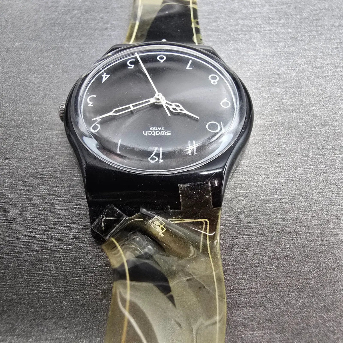 Swatch 1920 Watch Men 34mm Black Dial Black Case Round GB275 New Battery READ7