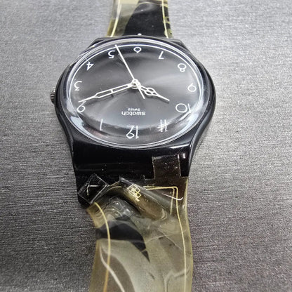 Swatch 1920 Watch Men 34mm Black Dial Black Case Round GB275 New Battery READ7
