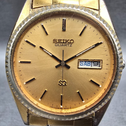 Seiko SQ President Watch Men 36mm Gold Dial Gold Daydate 5Y23-8A60 New Batt 561
