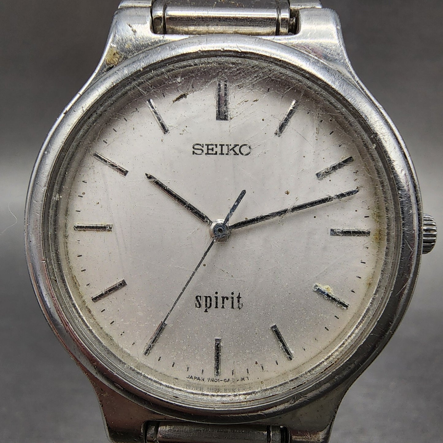 Seiko Spirit Watch Men 34mm White Dial Silver Tone Round 7N01-6A70 New Battery