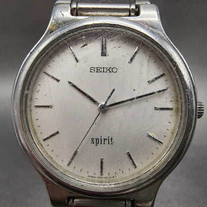 Seiko Spirit Watch Men 34mm White Dial Silver Tone Round 7N01-6A70 New Battery