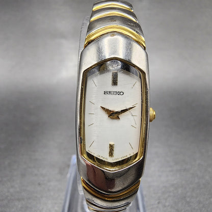 Seiko Watch Women 15mm White Dial Two Tone Rectangle 1F206H49 PARTS0