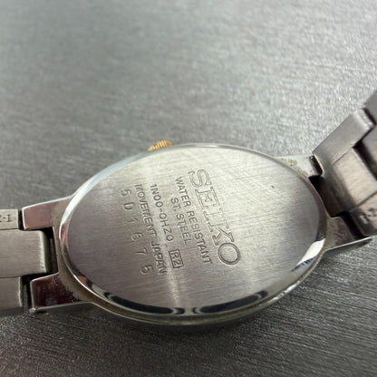 Seiko Watch Women 16mm Blue Dial Two Tone Oval Vintage 1N00-0HZ0 New Battery9