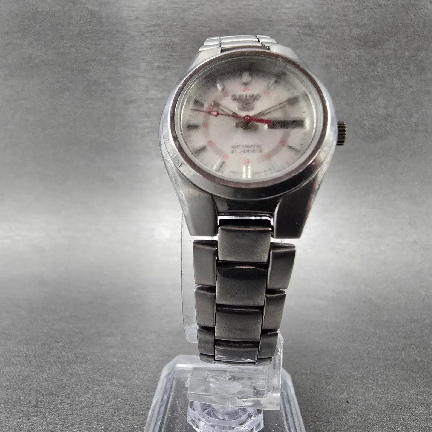 Seiko 5 Automatic Watch Women 24mm Silver Dial Steel Daydate 4207-01B0 Runs VTG5