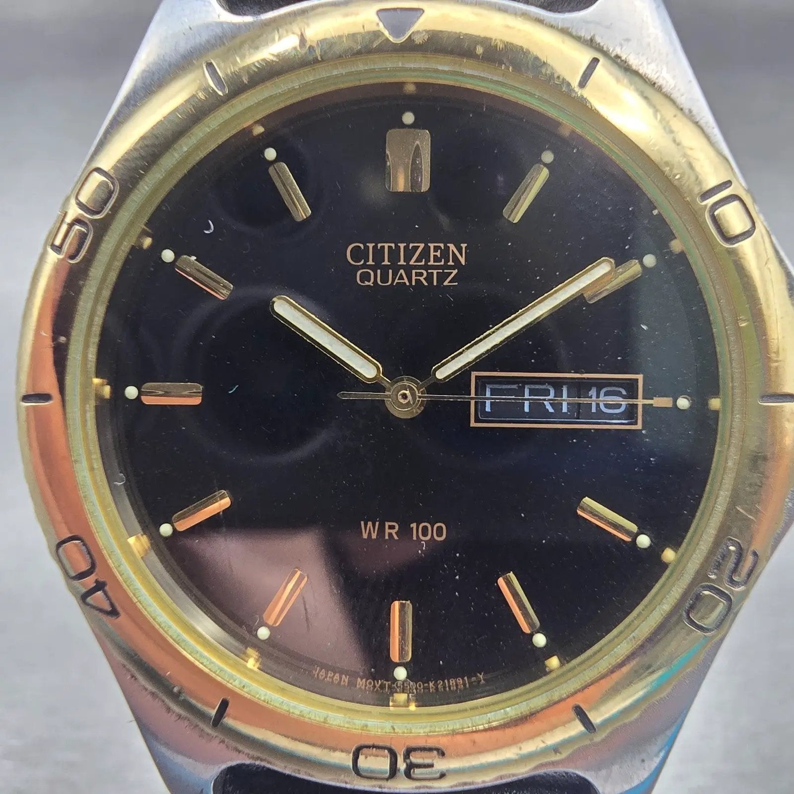 Citizen Watch Men 36mm Black Dial Two Tone Daydate Round 5500-K06461 New Battery1