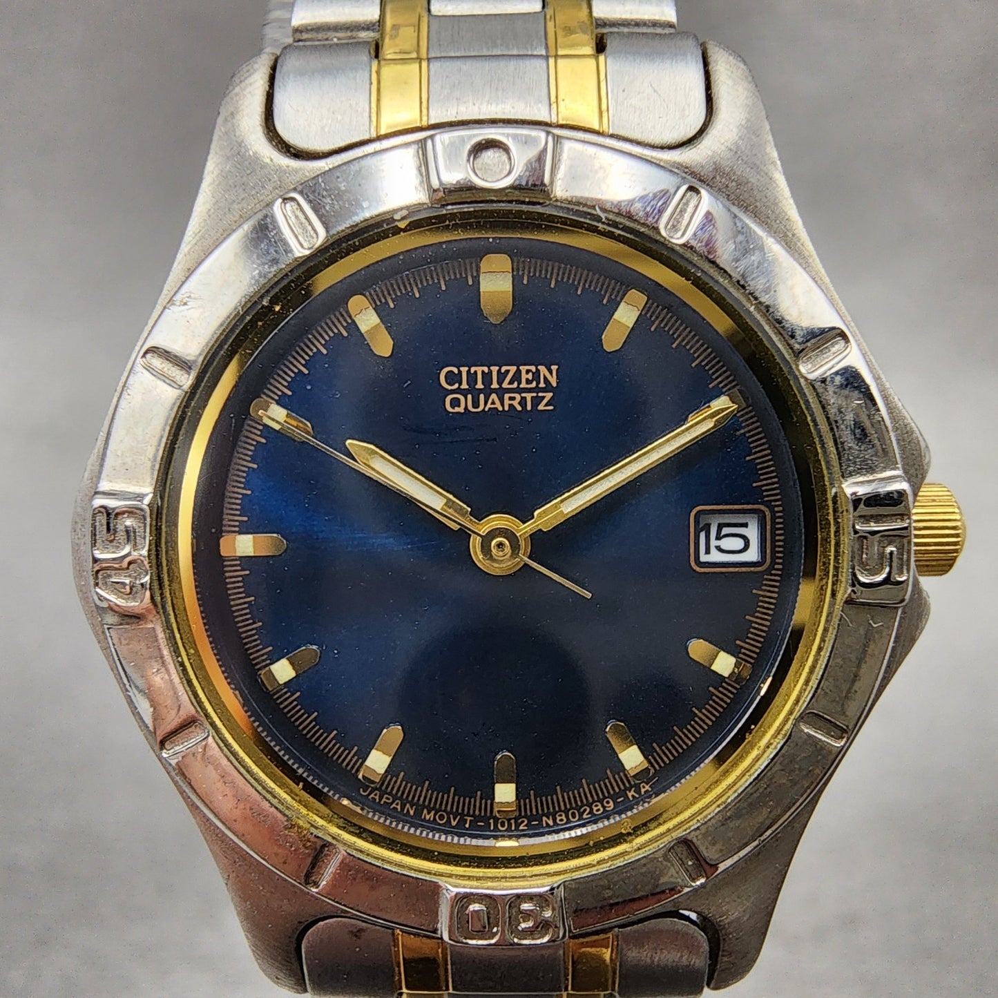 Citizen Watch Women 25mm Blue Dial Two Tone Date Round 1012S69802 New Battery1