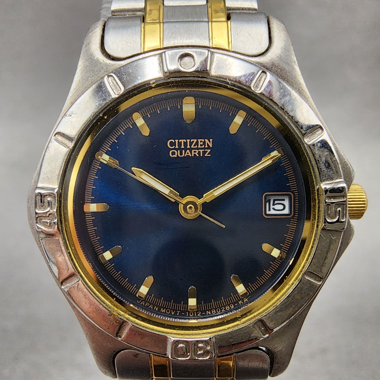 Citizen Watch Women 25mm Blue Dial Two Tone Date Round 1012S69802 New Battery1