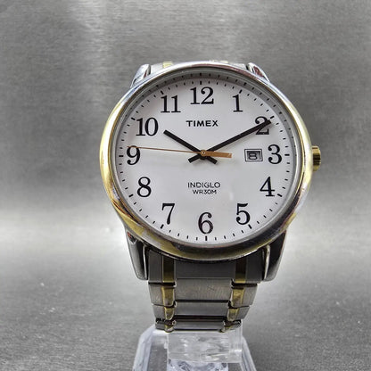 Timex Easy Reader Watch Men 38mm White Dial Two Tone Date READ!!! New Battery5