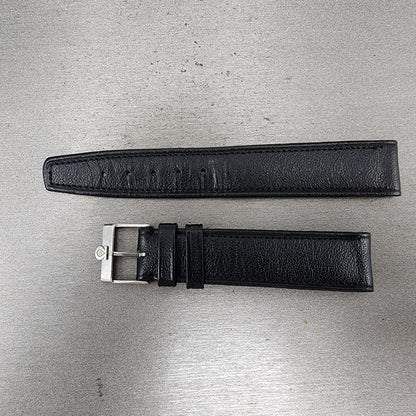 Omega Leather Watch Band 18mm Black Steel Buckle Vintage Swiss Made0