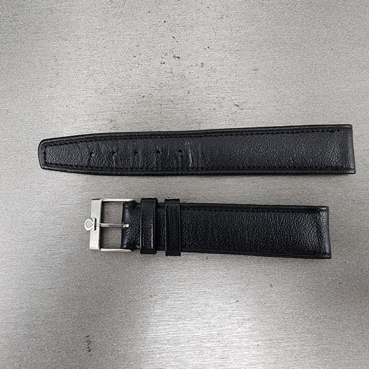 Omega Leather Watch Band 18mm Black Steel Buckle Vintage Swiss Made0