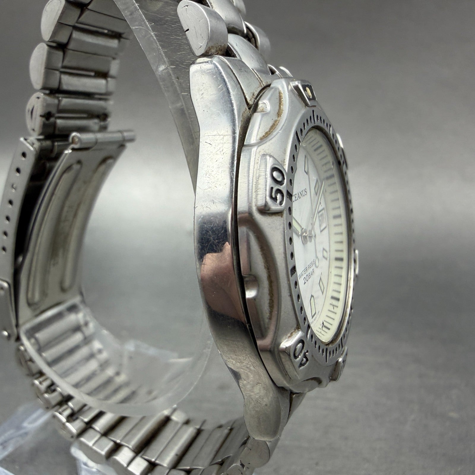 Casio Oceanus Dive Watch Men 38mm White Dial Steel Date Round OC-700 New Battery3