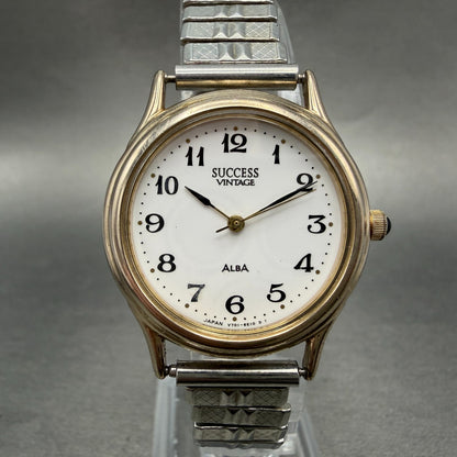 Seiko Alba Success Watch Women 30mm White Dial Gold Tone V701-6B90 New Battery0