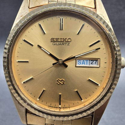 Seiko President Watch Men 36mm Gold Dial Gold Tone Daydate 5Y23-8A60 New Batt JP1