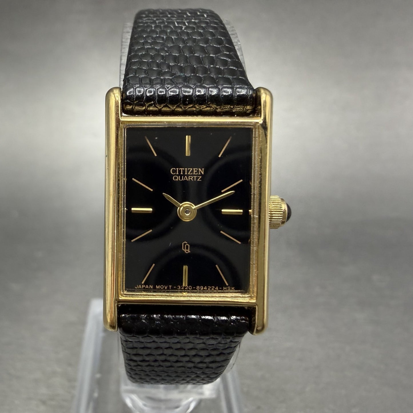 Citizen CQ Tank Watch Women 16mm Black Dial Gold Tone 3220-945174 New Battery KL0