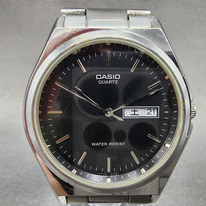 Casio MTP1240 Watch Men 36mm Black Dial Silver Tone Dadyate Round New Battery1