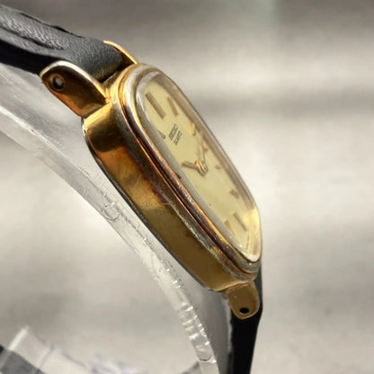 Seiko Watch Women 15mm Champagne Dial Gold Tone Rectangle 1320-5539 New Battery3